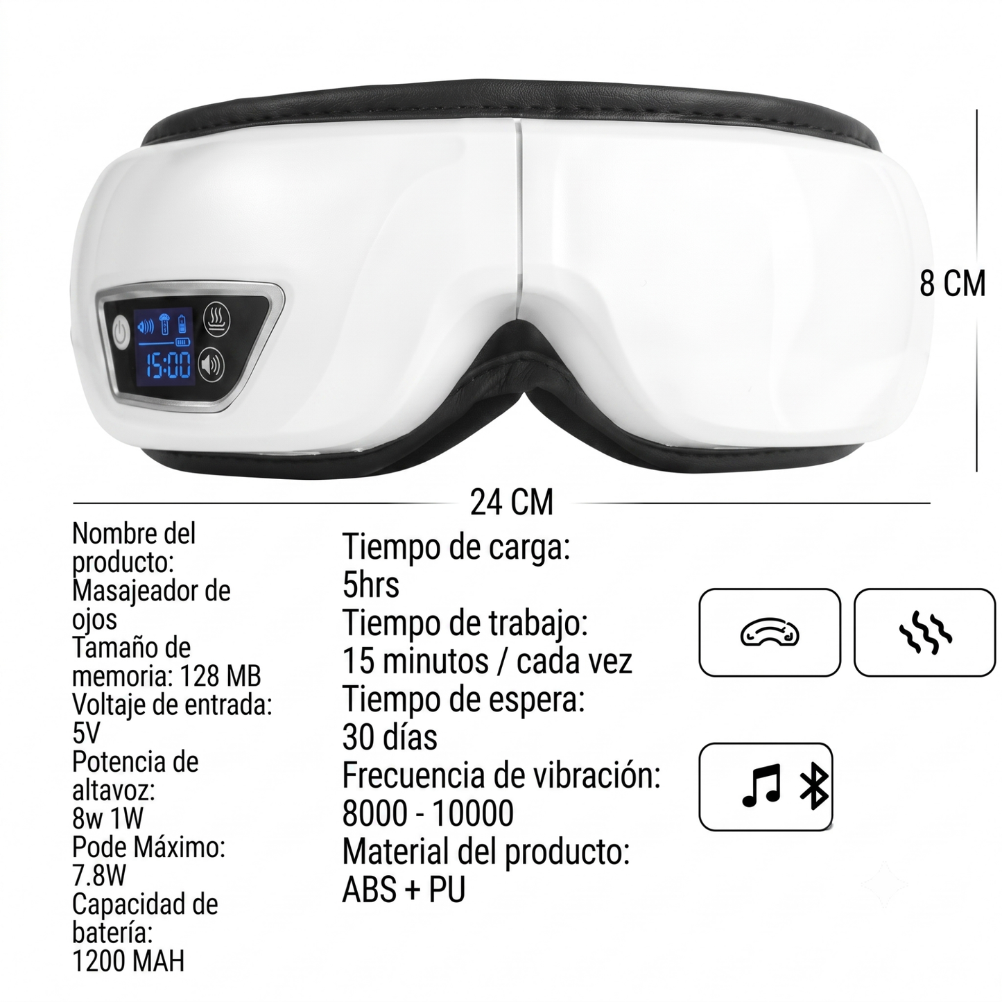 Masajeador de ojos Sireluna especificaciones tecnicas