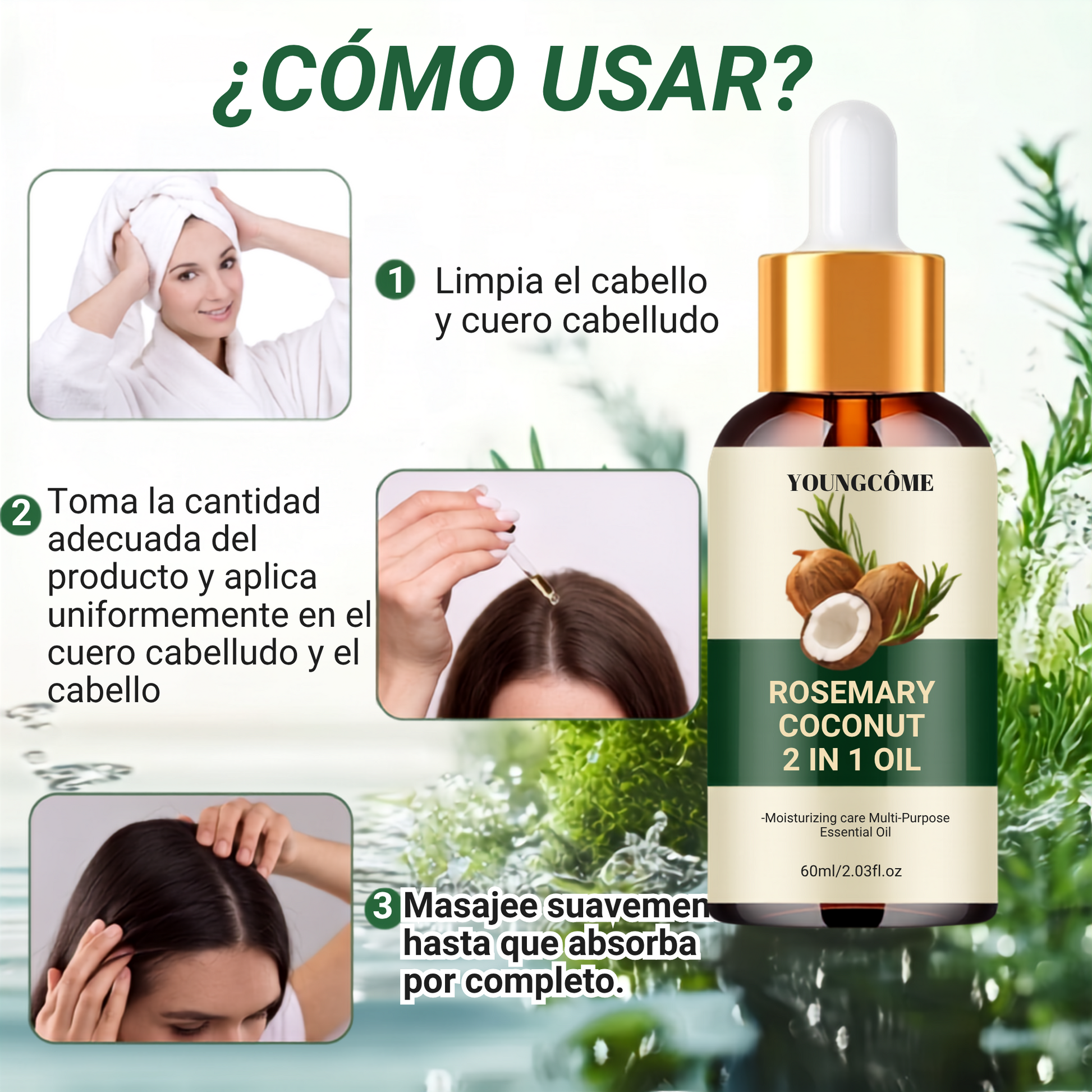 Aceite de Romero Sireluna modo de uso paso a paso