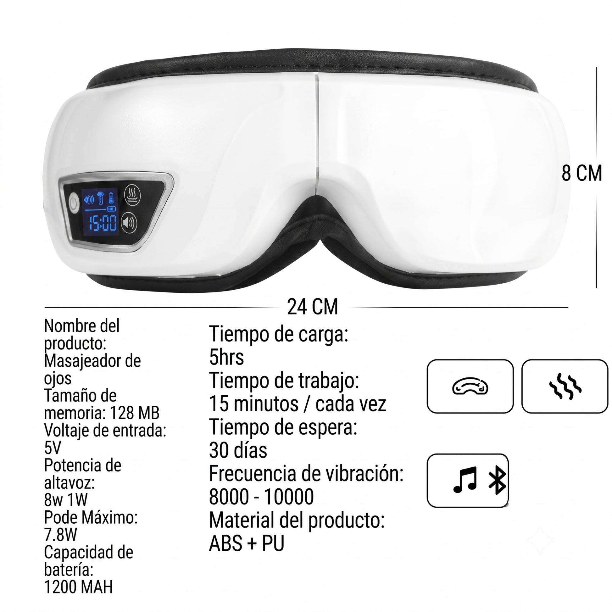 Masajeador de ojos Sireluna especificaciones tecnicas
